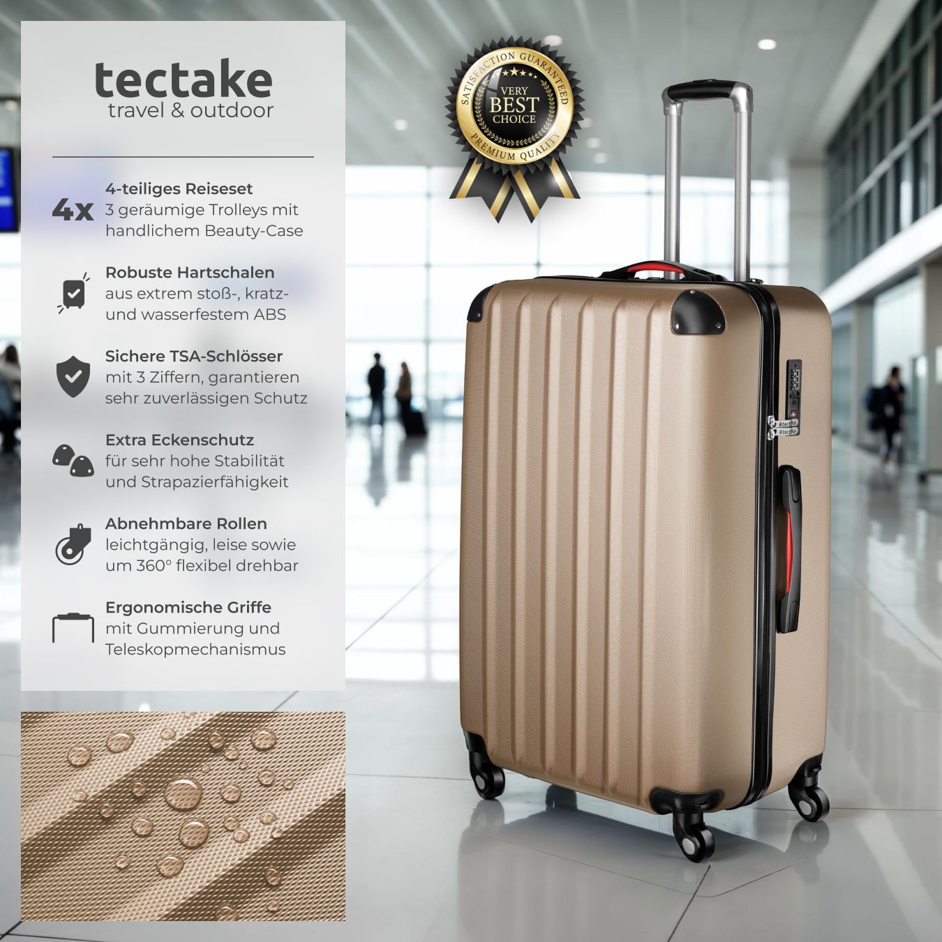 Deluxe4home® 4 TLG. Hartschalenkofferset Reisekoffer Koffer & Trolley Schwarz I Kofferset ABS-Hartschale Mit 4 Rollen I Reisetaschen Gepäck Rollkoffer Handgepäck Groß