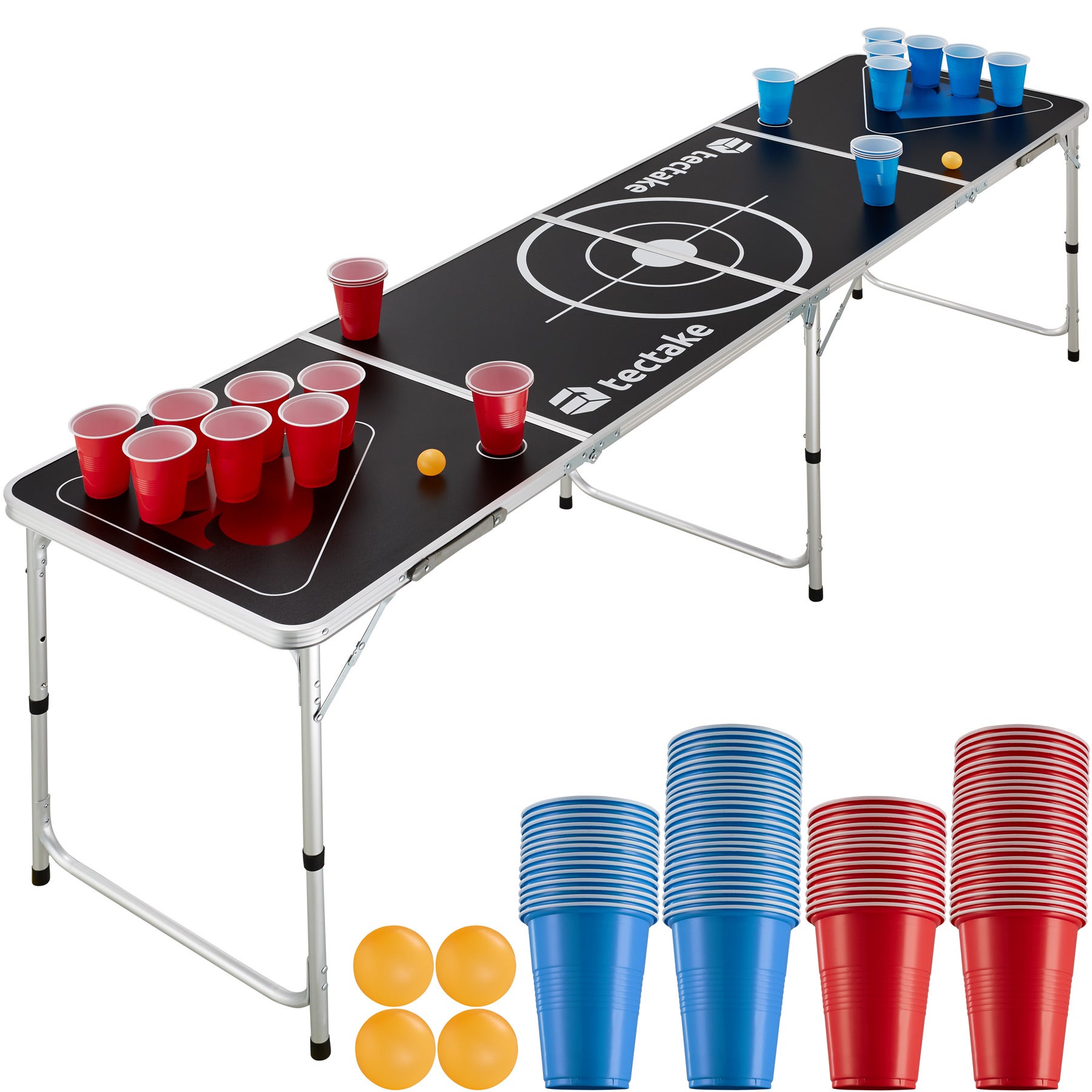 Beer Pong Tisch Spring Break, aus Aluminium, klappbar und höhenverstellbar,  inklusive 100 Becher und 6 Bälle online günstig kaufen