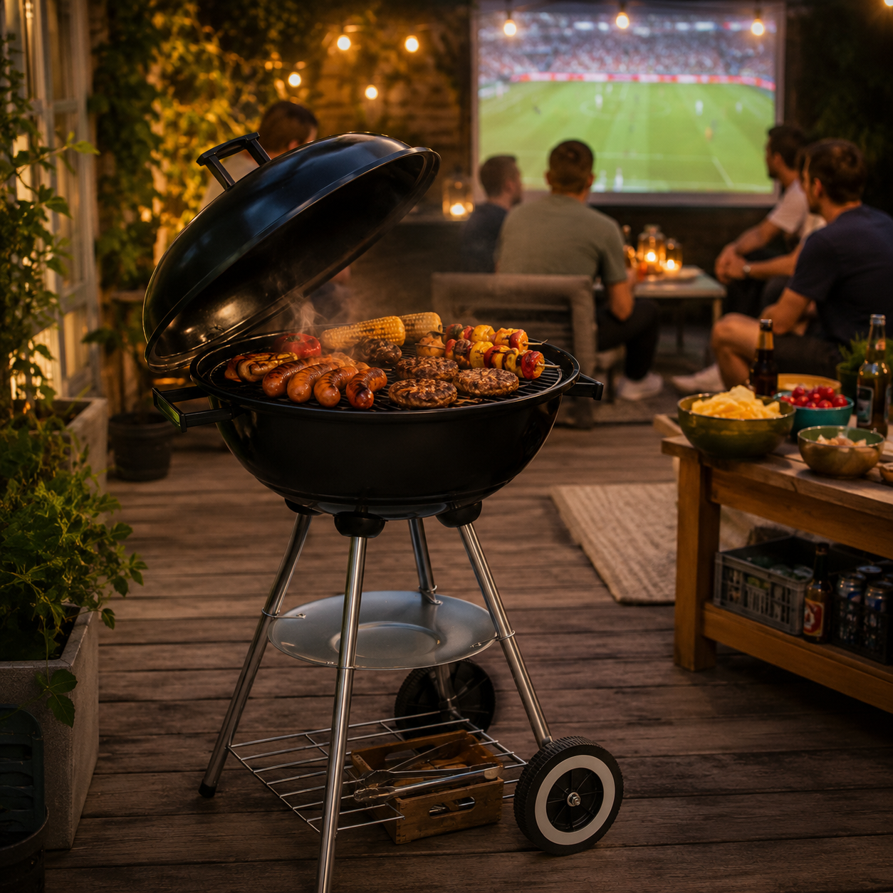 Grillbereich auf einer sommerlichen Terrasse
