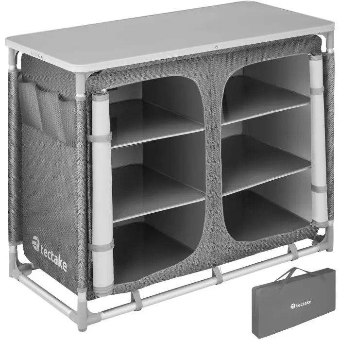 Campingschrank Deluxe mit Aluminiumgestell und 6 Fächern