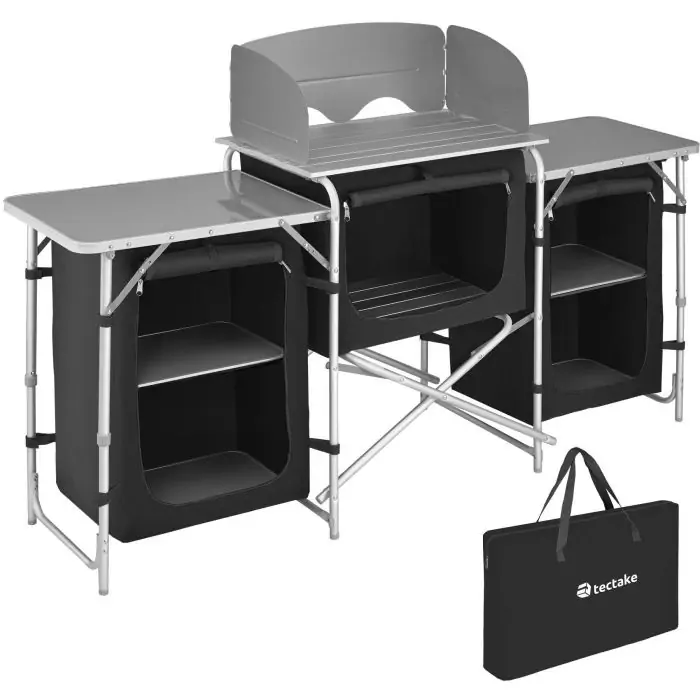 Campingküche XXL mit Aluminiumgestell und 5 Fächern