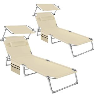 2er Set Sonnenliege Chlo&eacute; 4-stufig mit Kopfpolster 