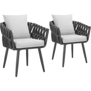 2er Set Stuhl Lugano im Rope-Design mit Aluminiumgestell
