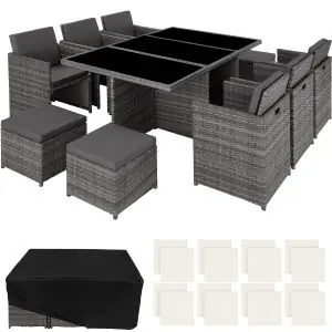 Aluminium Rattan Sitzgruppe New York 6+4+1 mit Schutzh&uuml;lle