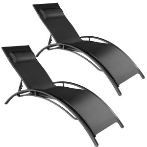2 Gartenliegen aus Aluminium, 5-stufig