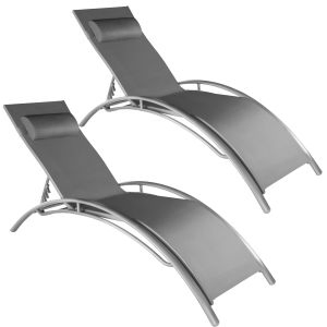2 Gartenliegen aus Aluminium, 5-stufig
