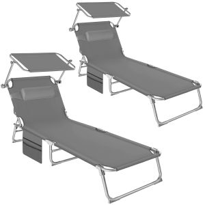 2er Set Sonnenliege Chlo&eacute; 4-stufig mit Kopfpolster 