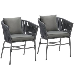 Stuhlset Valeiras im Rope-Design, dicke Polster, 60x61x77cm