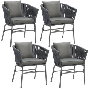 Stuhlset Valeiras im Rope-Design, dicke Polster, 60x61x77cm