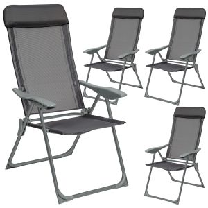 4 Aluminium Gartenst&uuml;hle klappbar mit Kopfteil